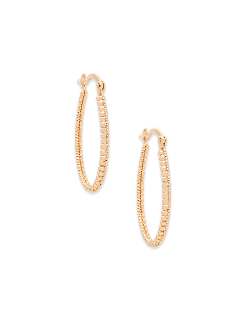Aretes largos ovalados acabado chapa de oro zirconia